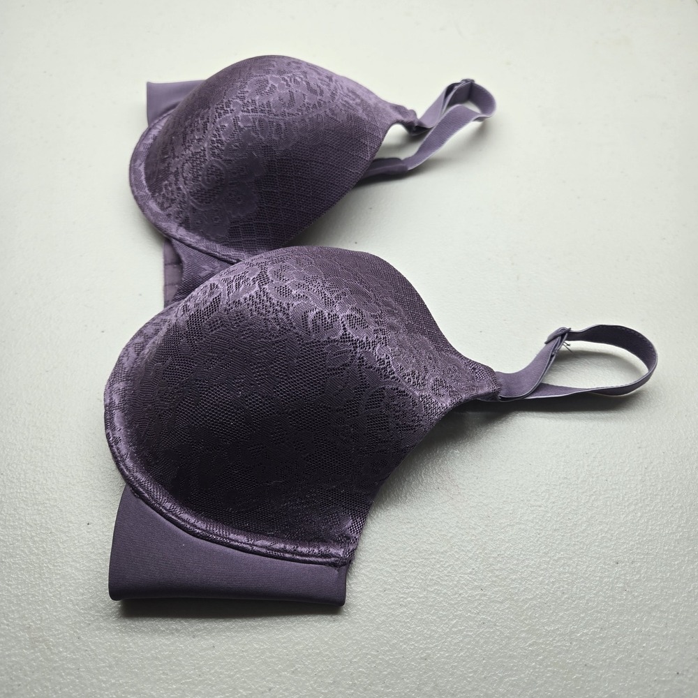 Vanity Fair Women Bra 36D Purple Floral T Shirt Underwired Lace Strap‎ - Picture 9 of 9
